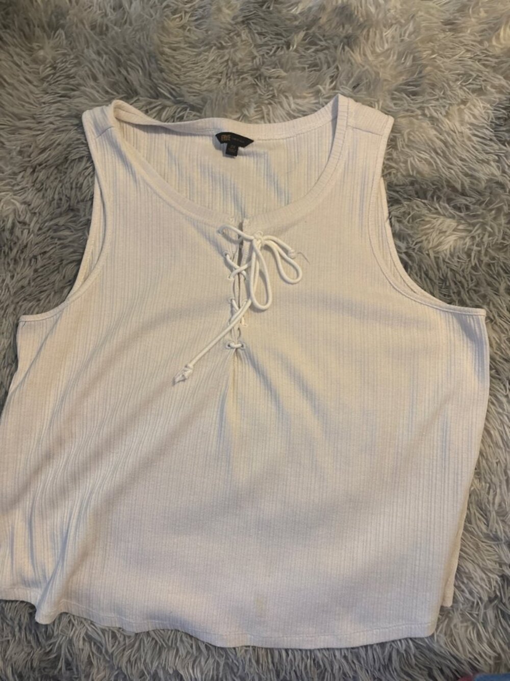 Fuse White Lace-Up Tank Top Size 2XL